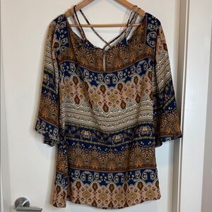 Bohemian Print Women's Tunic Top (B)